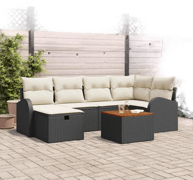 Vidaxl Hagesofa Set 7 pcs Svart