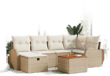 Vidaxl Hagesofa Set 7 pcs Beige