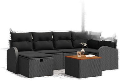 Vidaxl Hagesofa Set 7 pcs Svart