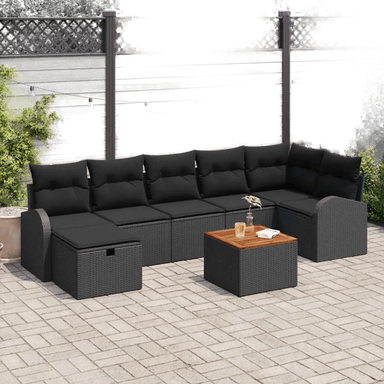 Vidaxl Hagesofa Set 8 pcs Svart