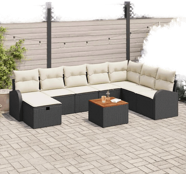 Vidaxl Hagesofa Set 9 pcs Svart
