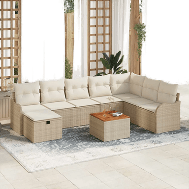 Vidaxl Hagesofa Set 9 pcs Beige
