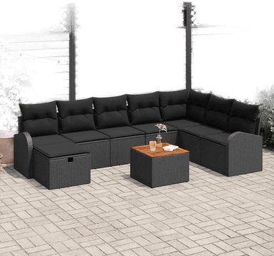 Vidaxl Hagesofa Set 9 pcs Svart