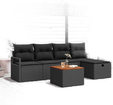 Vidaxl Hagesofa Set 6 pcs Svart