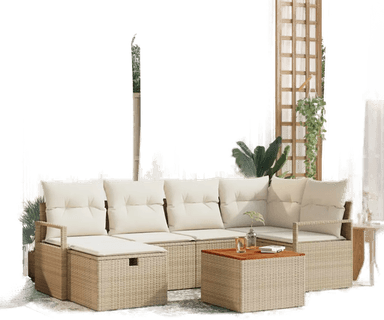Vidaxl Hagesofa Set 7 pcs Beige