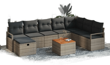 Vidaxl Hagesofa Set 9 pcs Grå