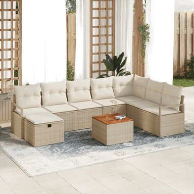 Vidaxl Hagesofa Set 9 pcs Beige