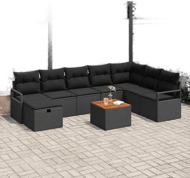 Vidaxl Hagesofa Set 9 pcs Svart