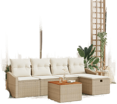 Vidaxl Hagesofa Set 6 pcs Beige