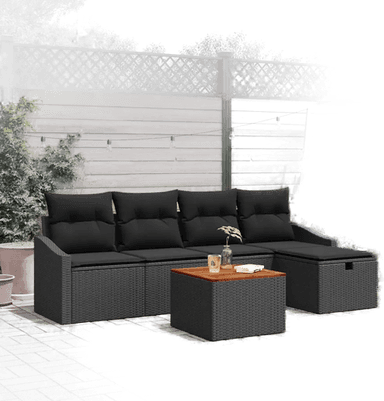 Vidaxl Hagesofa Set 6 pcs Svart