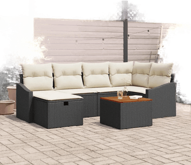 Vidaxl Hagesofa Set 7 pcs Svart