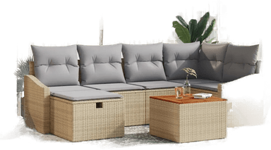 Vidaxl Hagesofa Set 7 pcs Beige