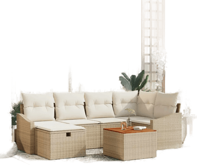 Vidaxl Hagesofa Set 7 pcs Beige