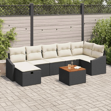 Vidaxl Hagesofa Set 8 pcs Svart