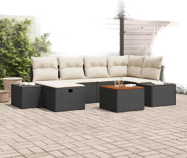Vidaxl Hagesofa Set 7 pcs Svart