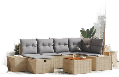 Vidaxl Hagesofa Set 7 pcs Beige