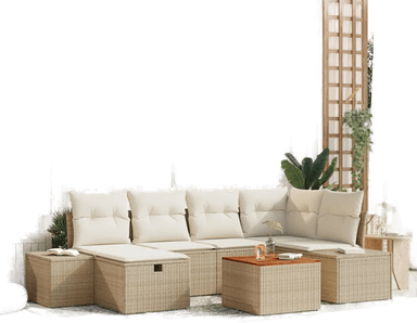 Vidaxl Hagesofa Set 7 pcs Beige