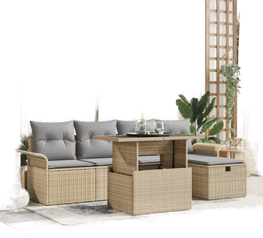 Vidaxl Hagesofa Set 6 pcs Beige