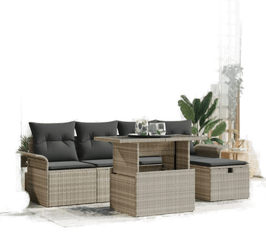 Vidaxl Hagesofa Set 6 pcs Lysegrå