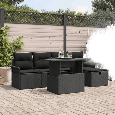 Vidaxl Hagesofa Set 6 pcs Svart
