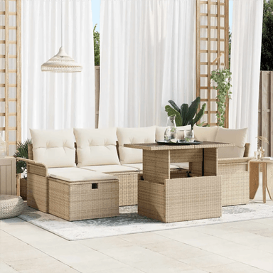 Vidaxl Hagesofa Set 7 pcs Beige