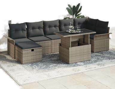 Vidaxl Hagesofa Set 8 pcs Grå