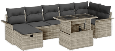 Vidaxl Hagesofa Set 8 pcs Lysegrå