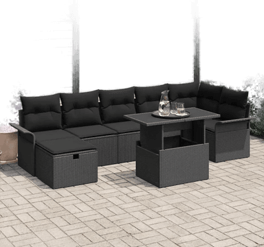 Vidaxl Hagesofa Set 8 pcs Svart
