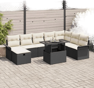 Vidaxl Hagesofa Set 9 pcs Svart
