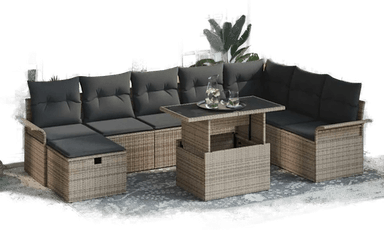 Vidaxl Hagesofa Set 9 pcs Grå