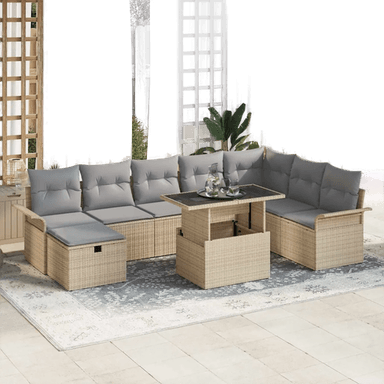 Vidaxl Hagesofa Set 9 pcs Beige