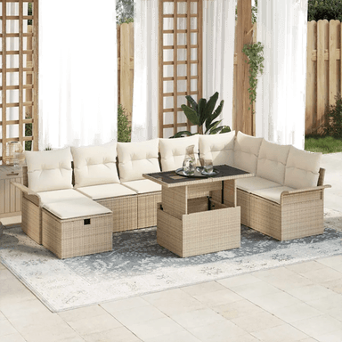 Vidaxl Hagesofa Set 9 pcs Beige