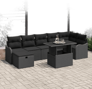 Vidaxl Hagesofa Set 8 pcs Svart
