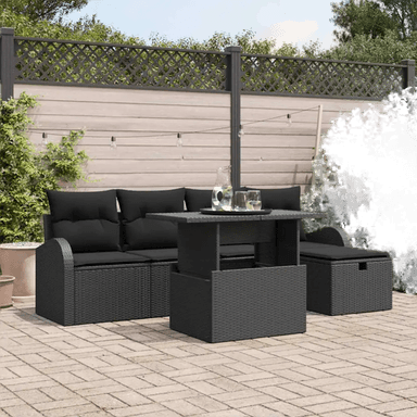 Vidaxl Hagesofa Set 6 pcs Svart