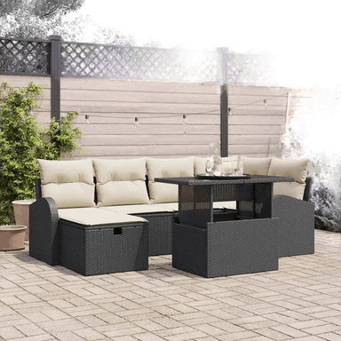 Vidaxl Hagesofa Set 7 pcs Svart