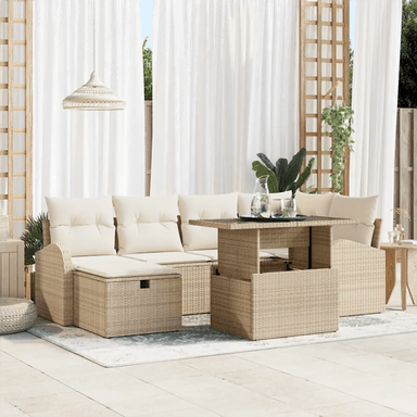 Vidaxl Hagesofa Set 7 pcs Beige