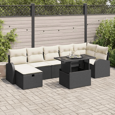 Vidaxl Hagesofa Set 8 pcs Svart