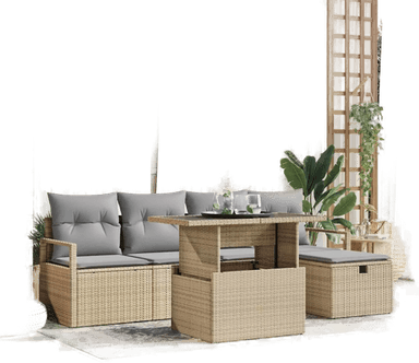 Vidaxl Hagesofa Set 6 pcs Beige