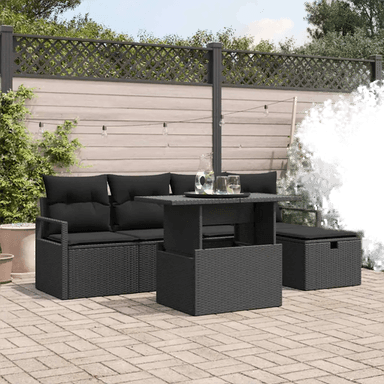 Vidaxl Hagesofa Set 6 pcs Svart