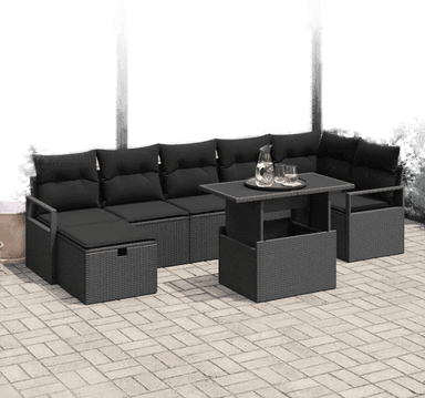 Vidaxl Hagesofa Set 8 pcs Svart