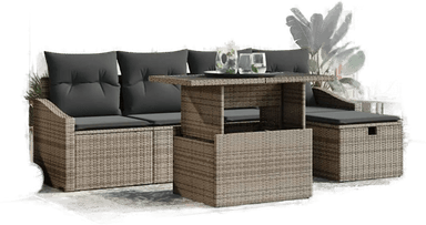 Vidaxl Hagesofa Set 6 pcs Grå