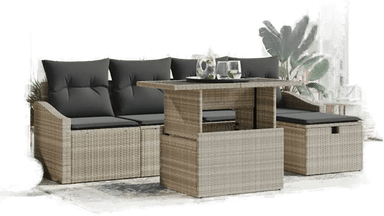 Vidaxl Hagesofa Set 6 pcs Lysegrå