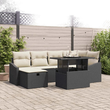 Vidaxl Hagesofa Set 7 pcs Svart