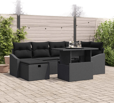 Vidaxl Hagesofa Set 7 pcs Svart