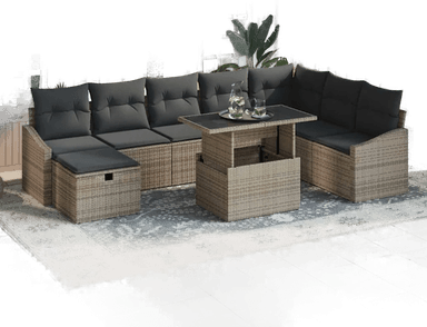 Vidaxl Hagesofa Set 9 pcs Grå