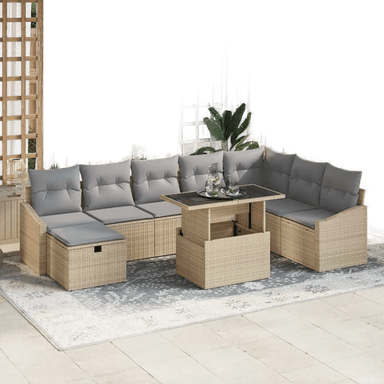 Vidaxl Hagesofa Set 9 pcs Beige