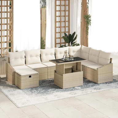 Vidaxl Hagesofa Set 9 pcs Beige