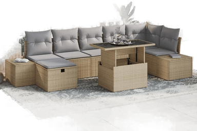 Vidaxl Hagesofa Set 8 pcs Beige