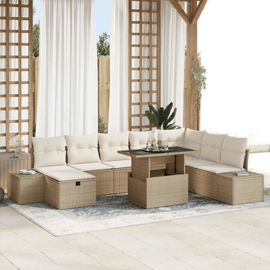 Vidaxl Hagesofa Set 9 pcs Beige