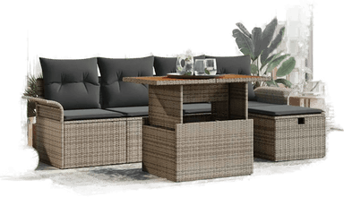 Vidaxl Hagesofa Set 6 pcs Grå